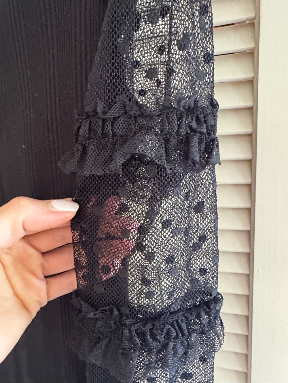 Free People Black Sheer Polka Dot Long Sleeve Tee - Picture 3 of 4